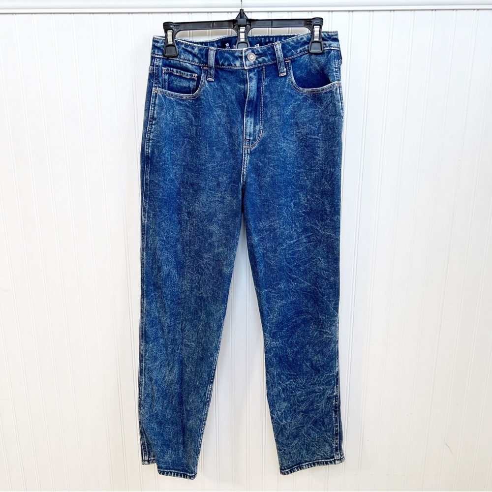 Hollister Dark Wash Acid Wash Y2K 90s Look Ultra High Rise Mom Jeans Size 28x27